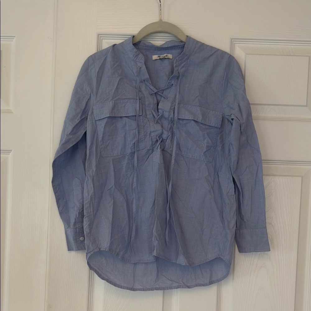 Madewell Sky Blue Lace-Up Shirt